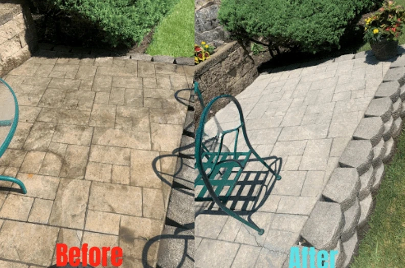 Before and after results of surface cleaning by Warrensville Heights Power Washing in Warrensville Heights